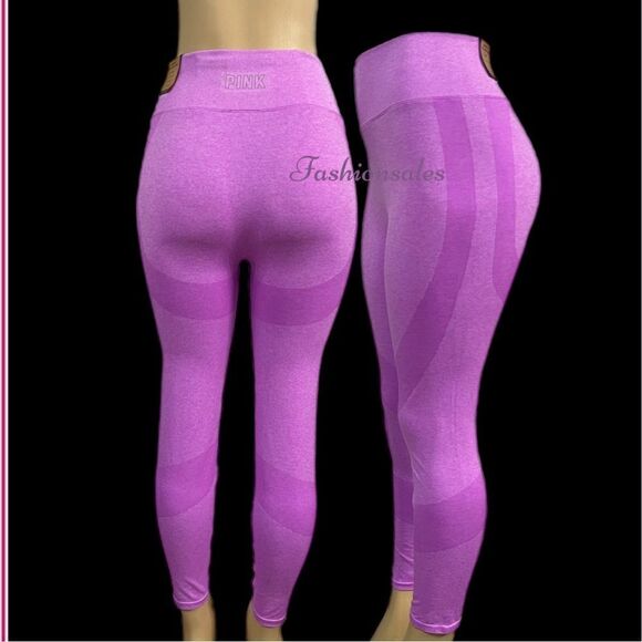 Victoria Secret PINK Seamless Workout Tight High Waist Full length tight Berry - Picture 4 of 5